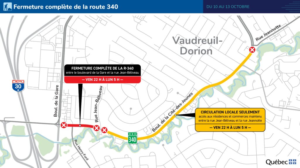 Carte illustrant le secteur entravé